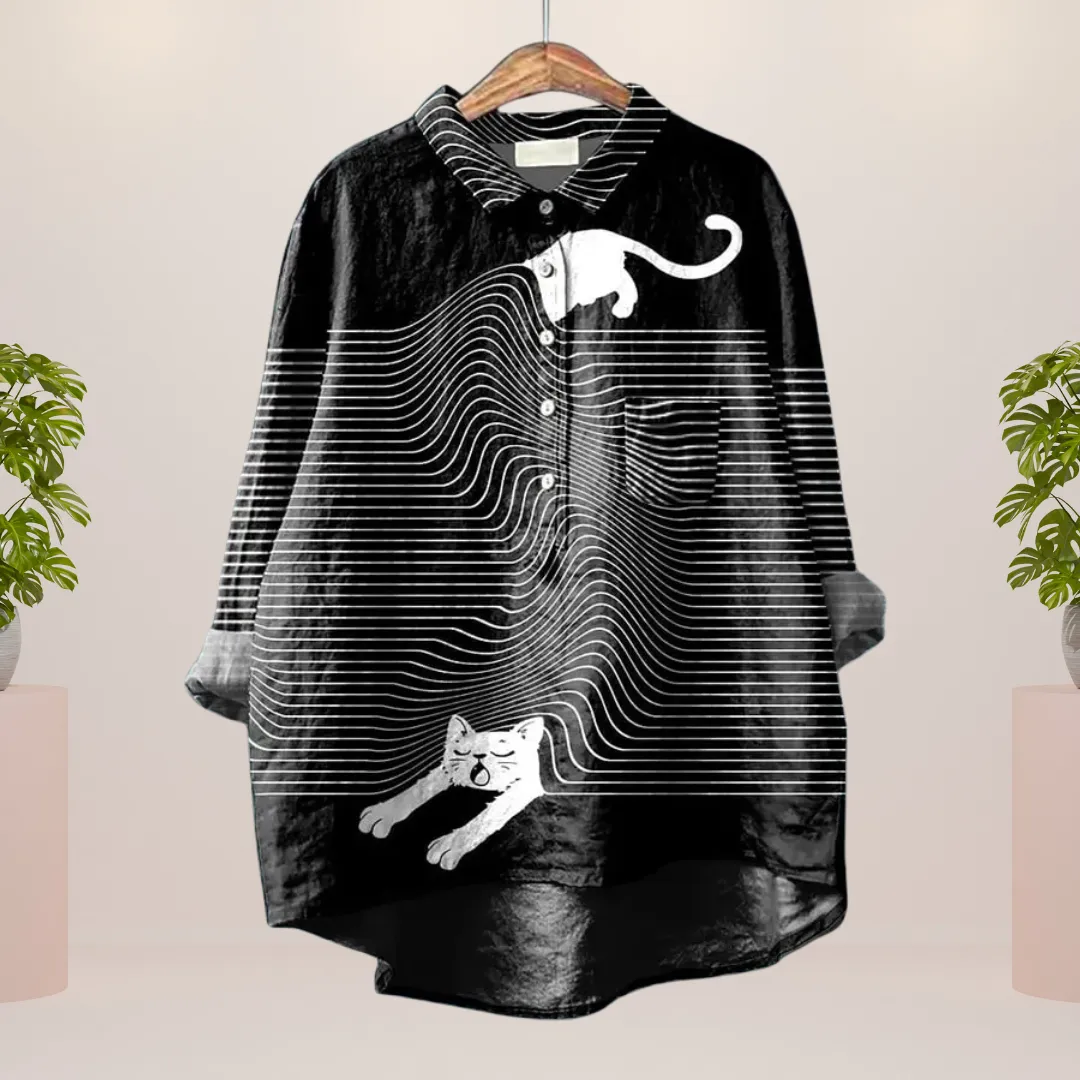 Freya™ | Fun Dog Print Button-Up Shirt