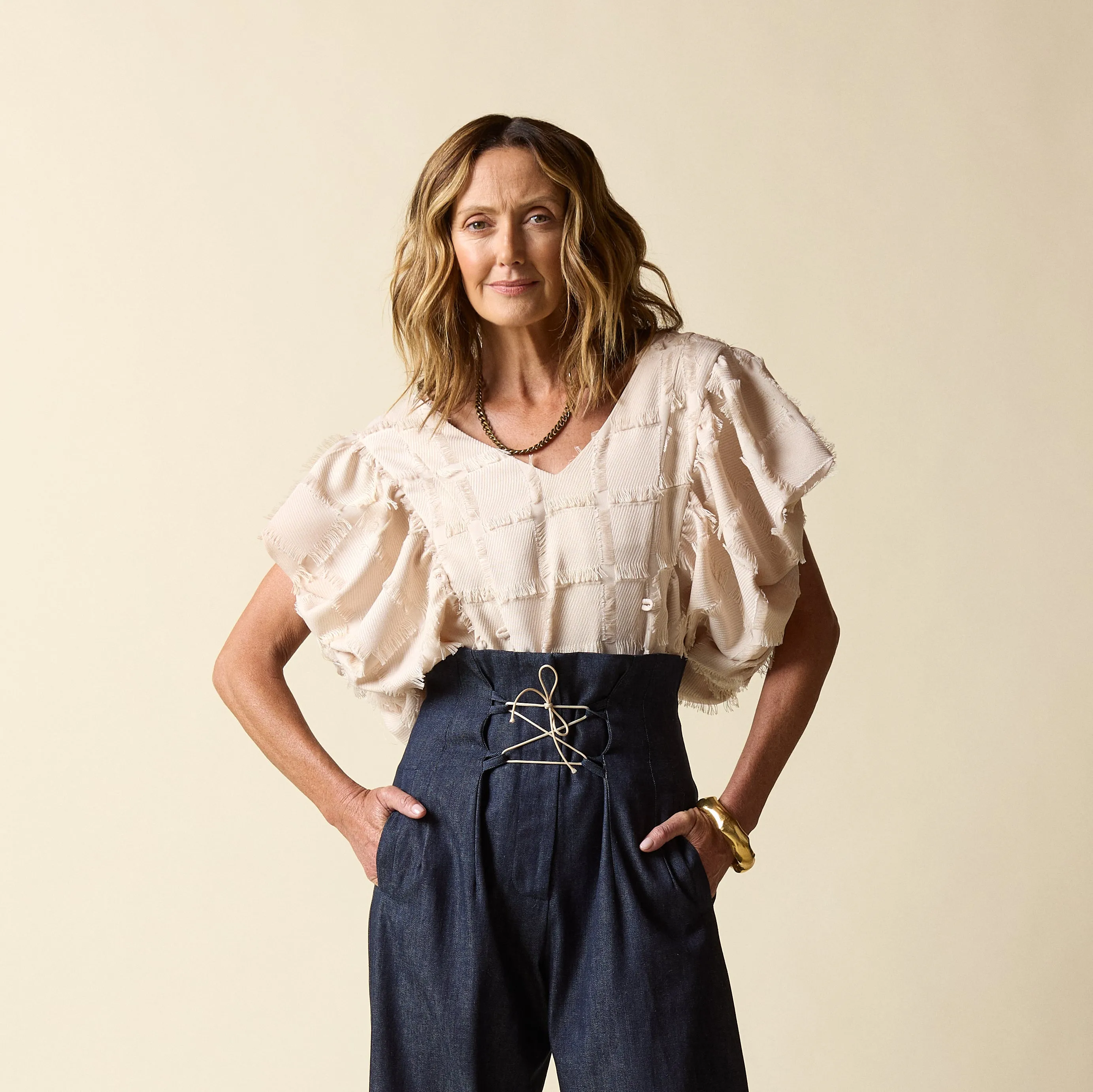 Fringe Full Circle Top Cream