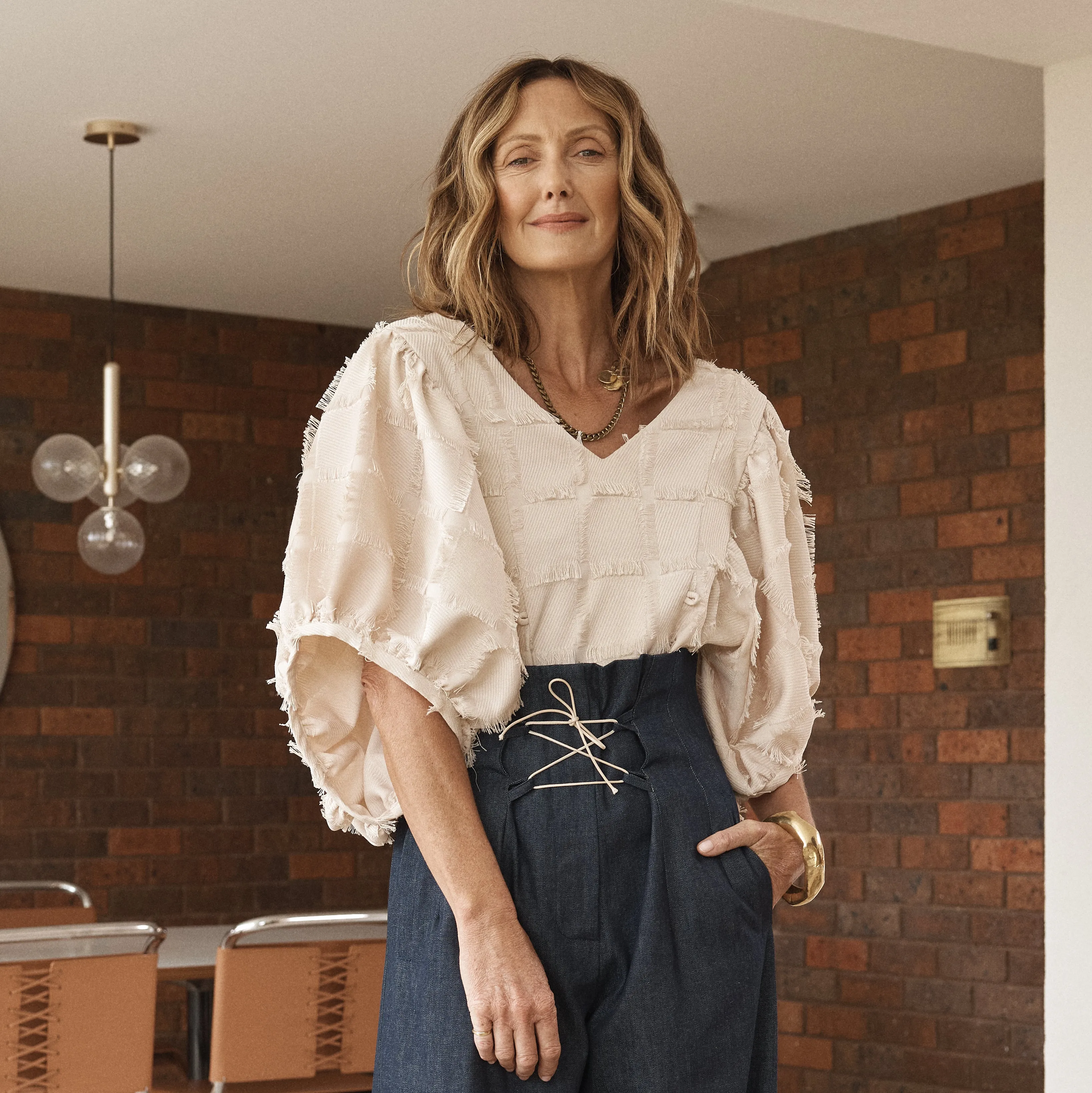 Fringe Full Circle Top Cream