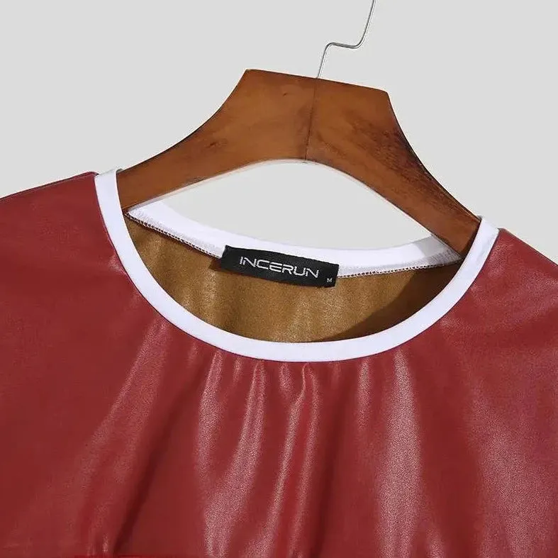 Gay Fashion PU Leather Mesh Crop Tops