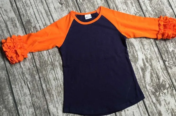 girls clothes o-neck baby girls kids icing ruffle raglan tops shirts girls casual tops fall Autumn top T-shirt