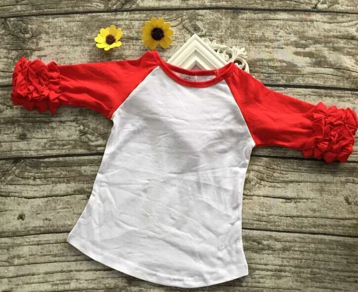 girls clothes o-neck baby girls kids icing ruffle raglan tops shirts girls casual tops fall Autumn top T-shirt