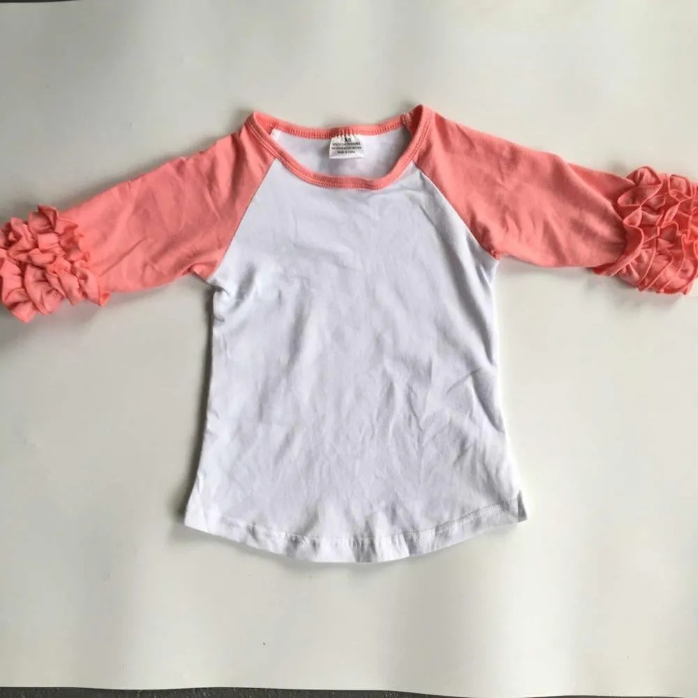 girls clothes o-neck baby girls kids icing ruffle raglan tops shirts girls casual tops fall Autumn top T-shirt