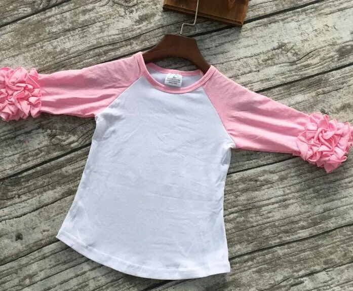 girls clothes o-neck baby girls kids icing ruffle raglan tops shirts girls casual tops fall Autumn top T-shirt