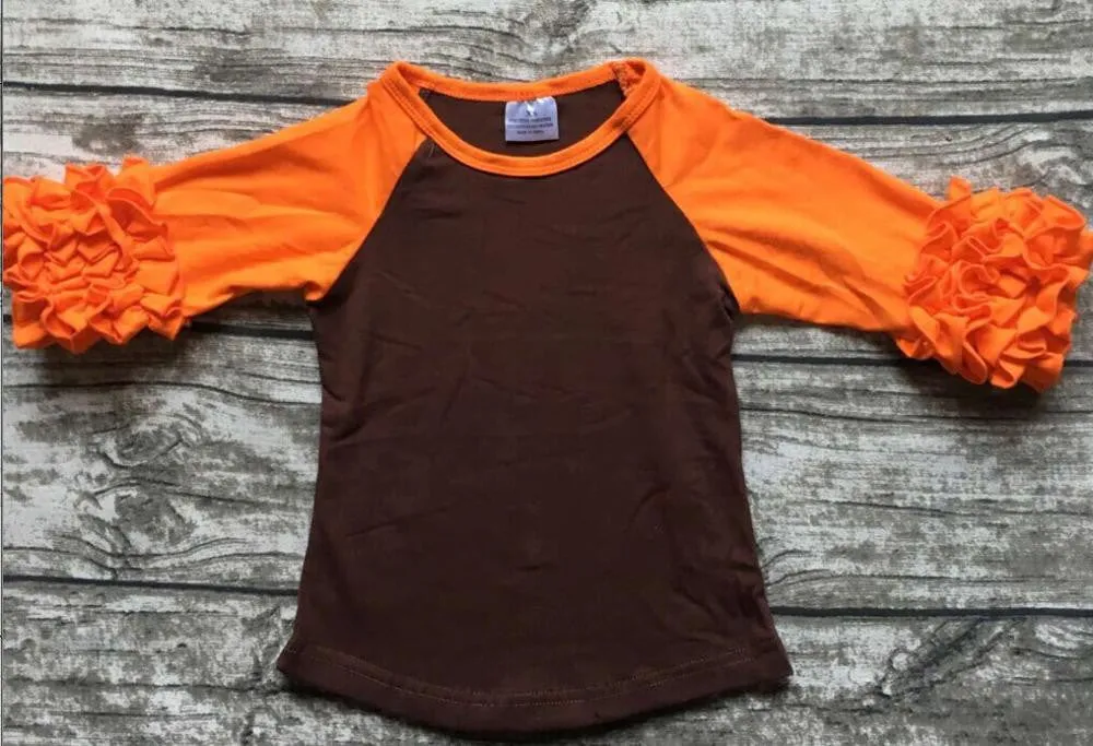 girls clothes o-neck baby girls kids icing ruffle raglan tops shirts girls casual tops fall Autumn top T-shirt