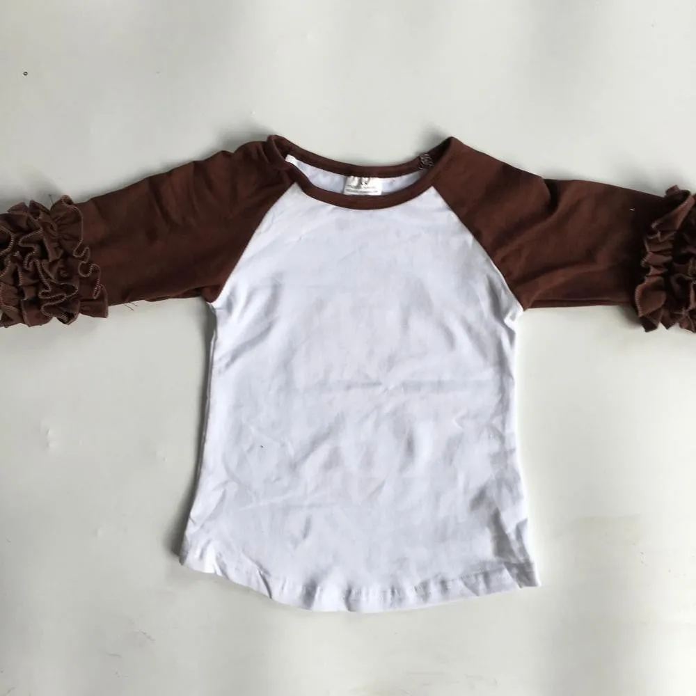 girls clothes o-neck baby girls kids icing ruffle raglan tops shirts girls casual tops fall Autumn top T-shirt