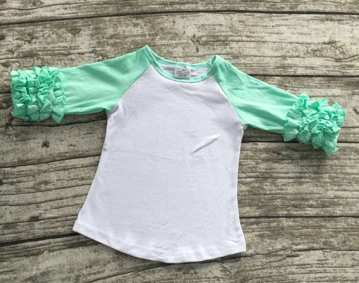 girls clothes o-neck baby girls kids icing ruffle raglan tops shirts girls casual tops fall Autumn top T-shirt