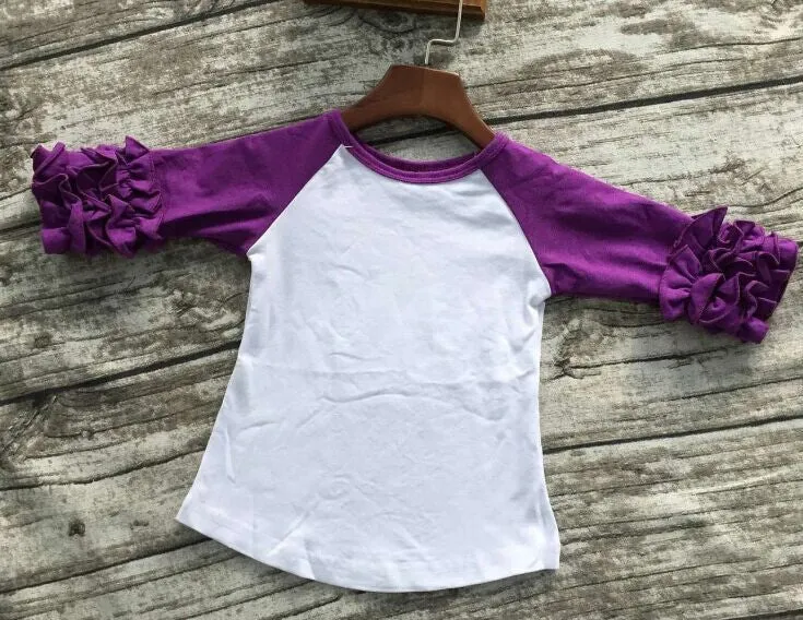 girls clothes o-neck baby girls kids icing ruffle raglan tops shirts girls casual tops fall Autumn top T-shirt