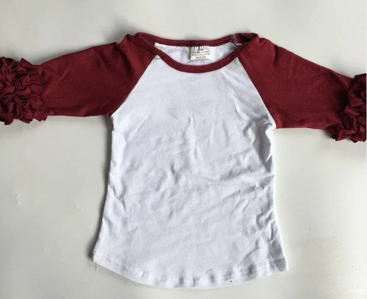 girls clothes o-neck baby girls kids icing ruffle raglan tops shirts girls casual tops fall Autumn top T-shirt