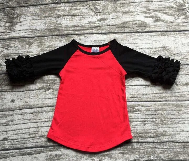 girls clothes o-neck baby girls kids icing ruffle raglan tops shirts girls casual tops fall Autumn top T-shirt