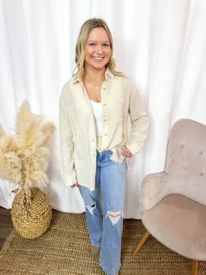 Gloria- Soft Washed Crinkled Gauze Button Down Shirts
