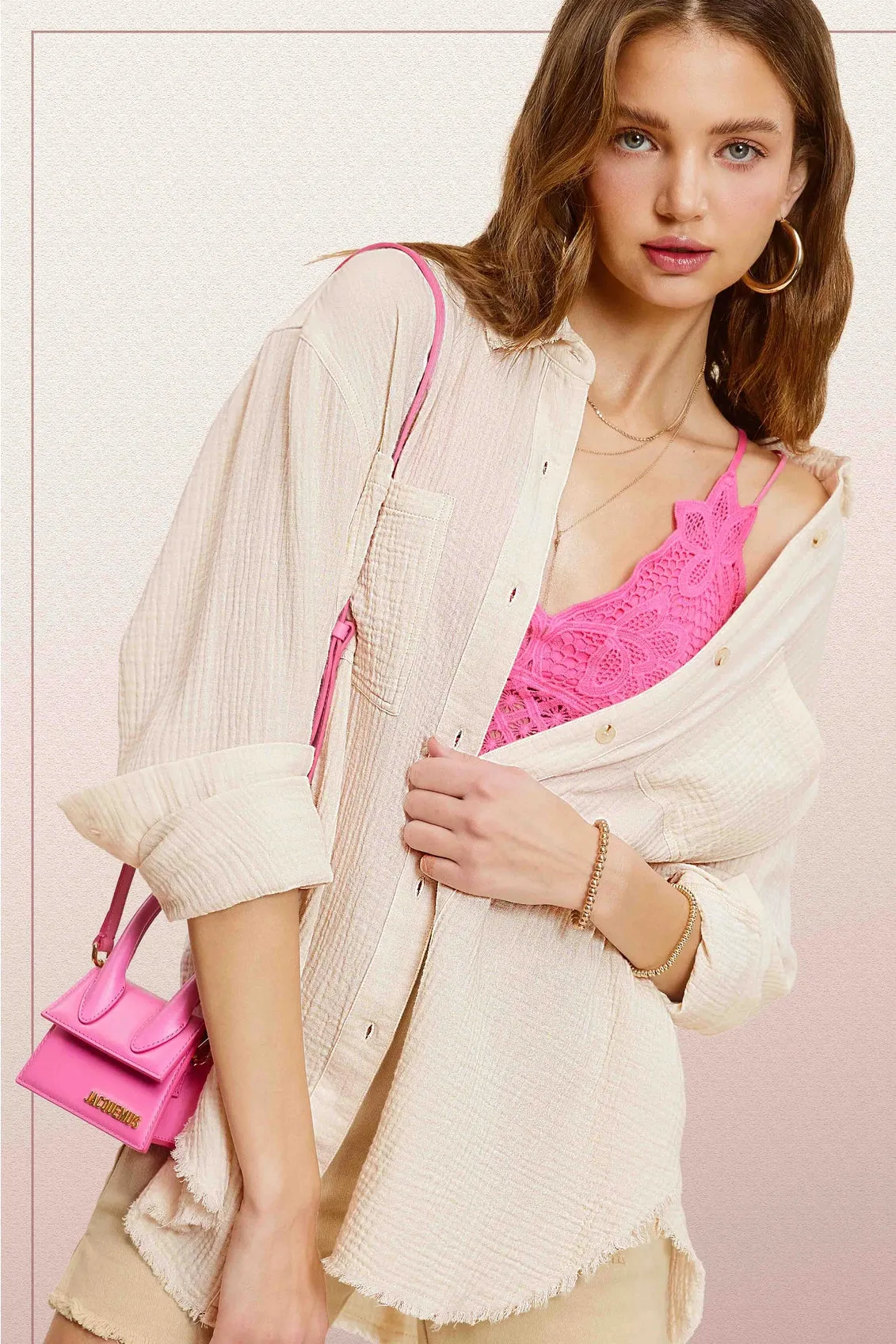 Gloria- Soft Washed Crinkled Gauze Button Down Shirts