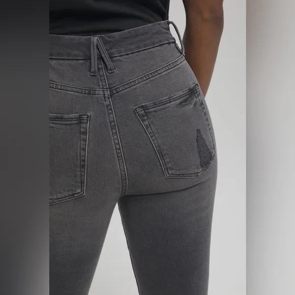 Good American Good Boy High Rise Boyfriend Jeans in Black, size 27