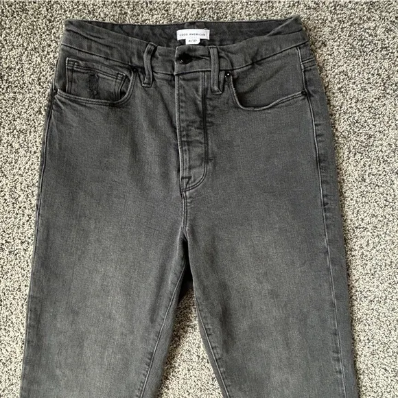 Good American Good Boy High Rise Boyfriend Jeans in Black, size 27