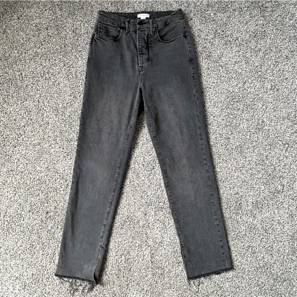 Good American Good Boy High Rise Boyfriend Jeans in Black, size 27