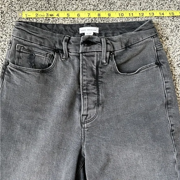 Good American Good Boy High Rise Boyfriend Jeans in Black, size 27