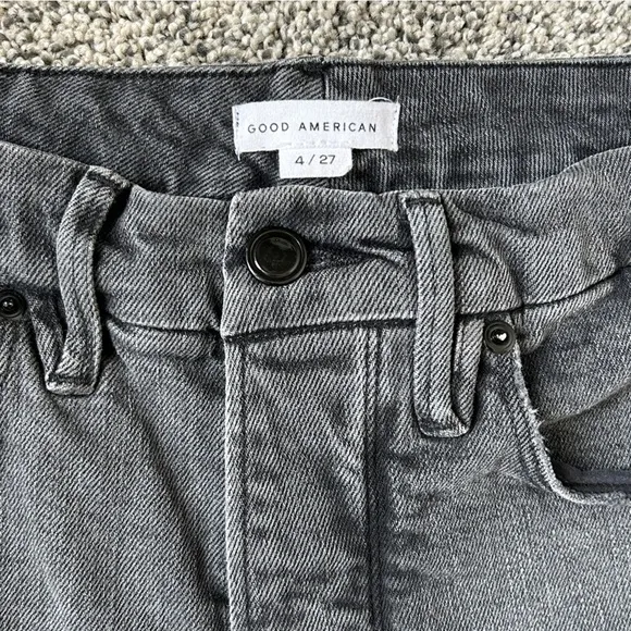 Good American Good Boy High Rise Boyfriend Jeans in Black, size 27