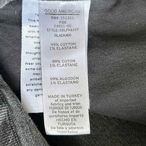 Good American Good Boy High Rise Boyfriend Jeans in Black, size 27