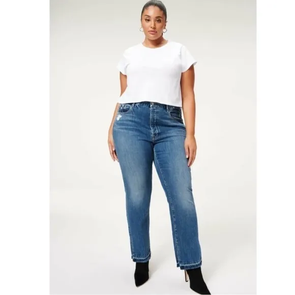 Good American Wow Boyfriend Denim Jeans Size 14 / 32