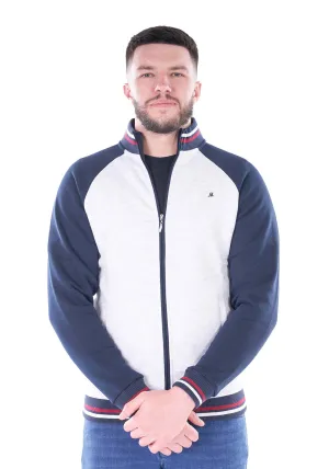 Grange Full Zip Raglan Jkt - Snow Marl/navy