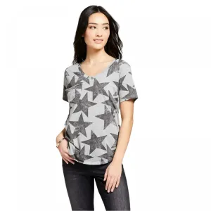 Grayson Threads Women's Stars Printed Short Sleeve Drapey Pocket T-Shirt