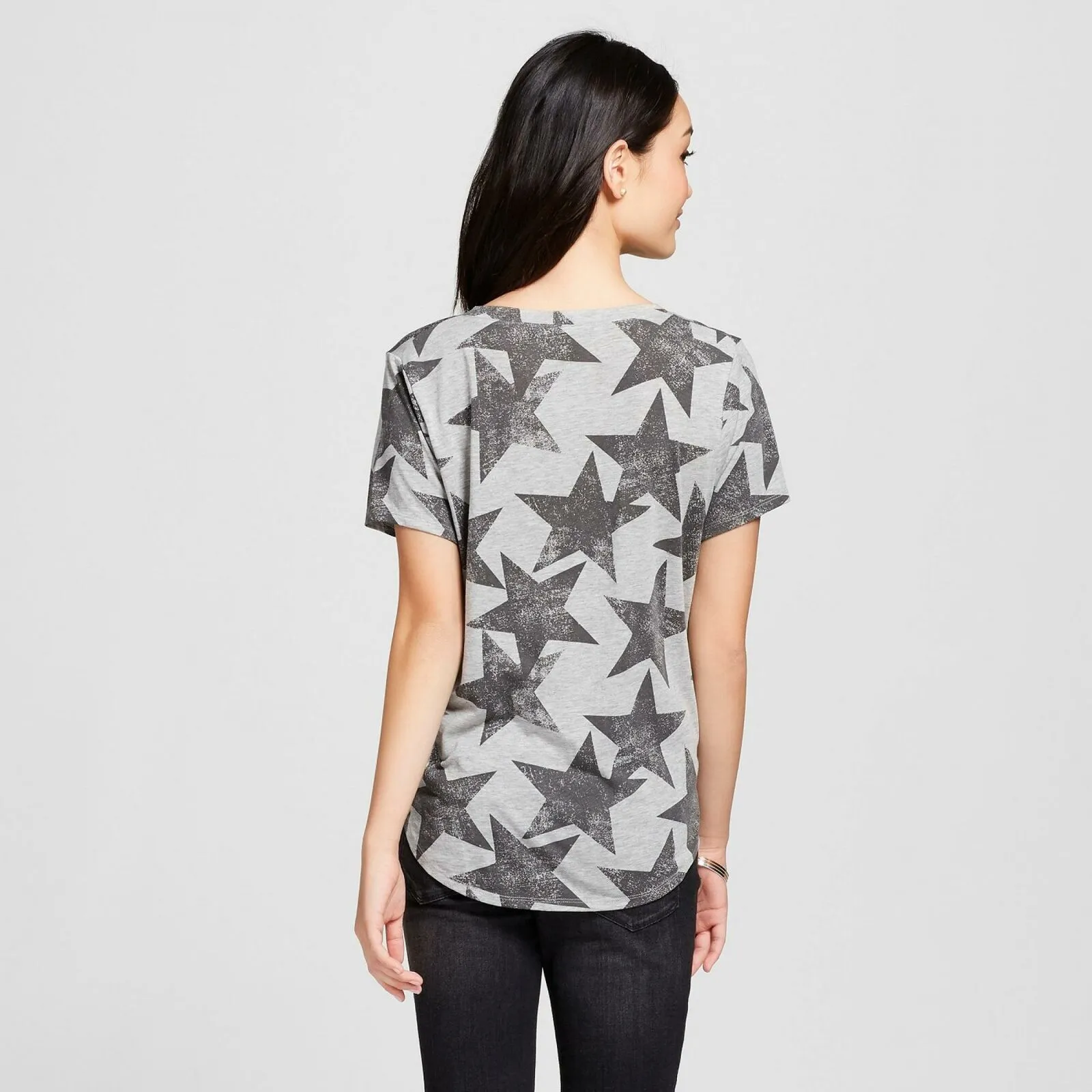 Grayson Threads Women's Stars Printed Short Sleeve Drapey Pocket T-Shirt