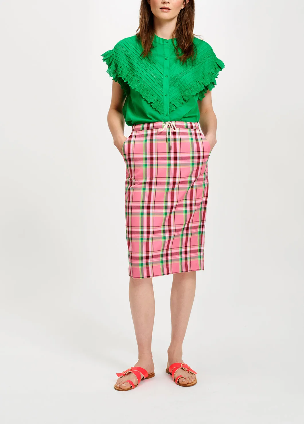 Green ruffled top