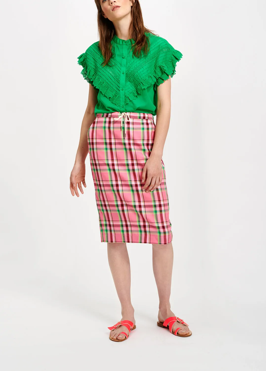 Green ruffled top
