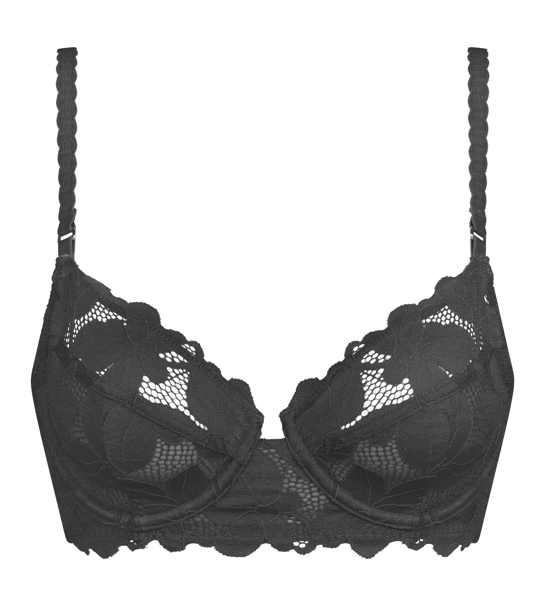 Grey floral lace underwired push-up bra Dim Lacy