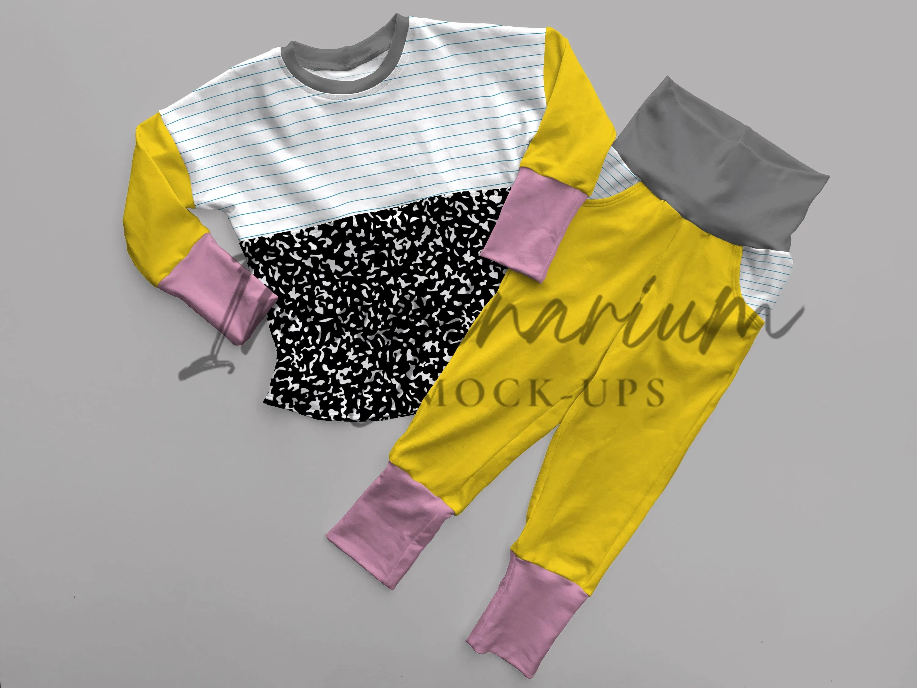 Grow With Me Long Sleeve Dolman and Joggers Outfit mock up, Realistic Clothing Mockup for Photoshop and Procreate