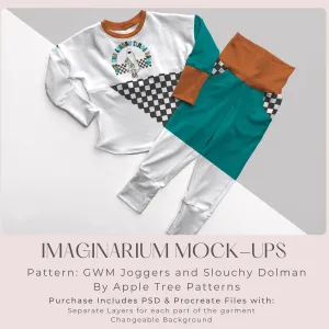 Grow With Me Long Sleeve Dolman and Joggers Outfit mock up, Realistic Clothing Mockup for Photoshop and Procreate