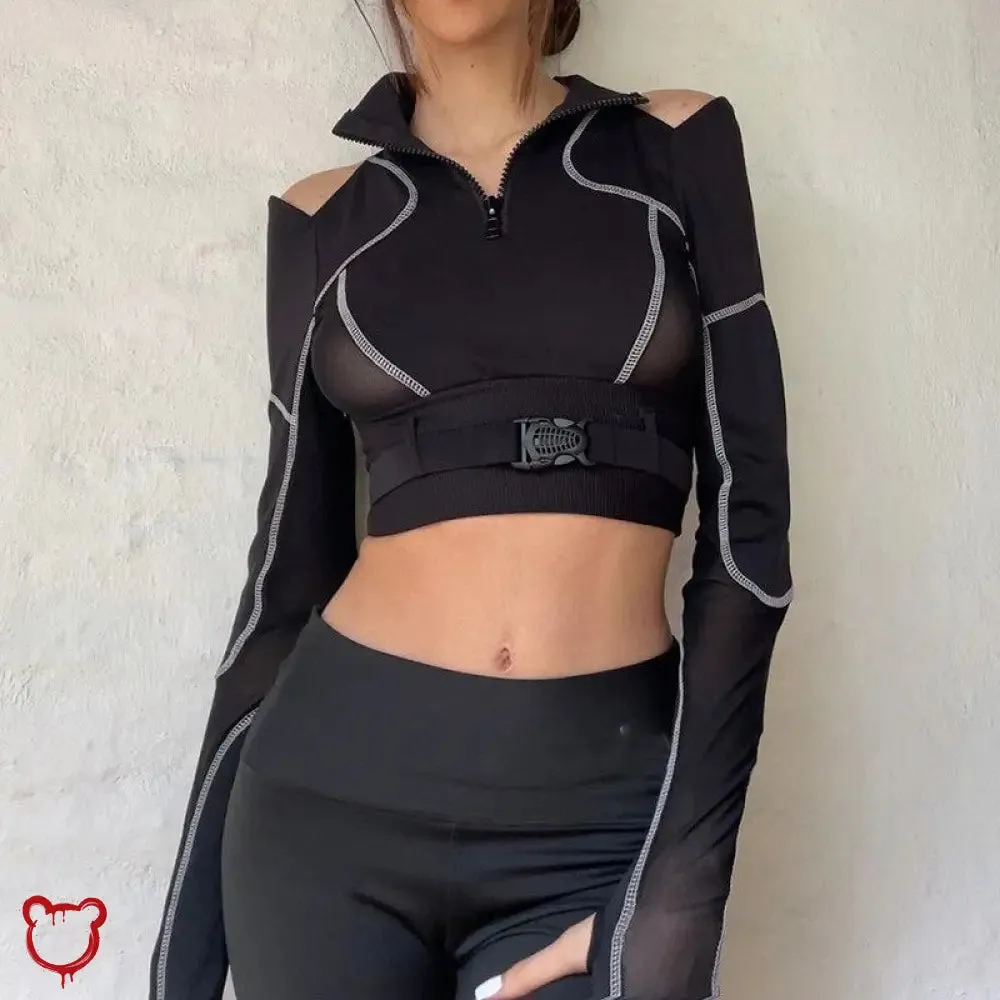 Grunge Mesh Buckle Top
