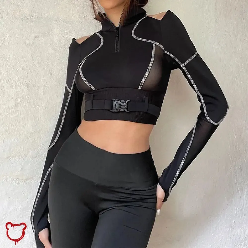 Grunge Mesh Buckle Top