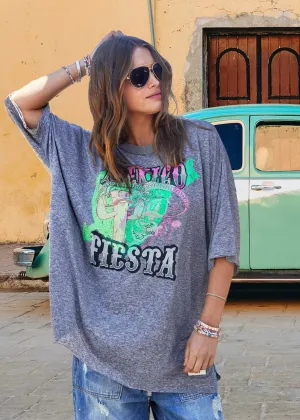 Hammill & Co - Mexican Fiesta Oversized Tee - Charcoal Marle