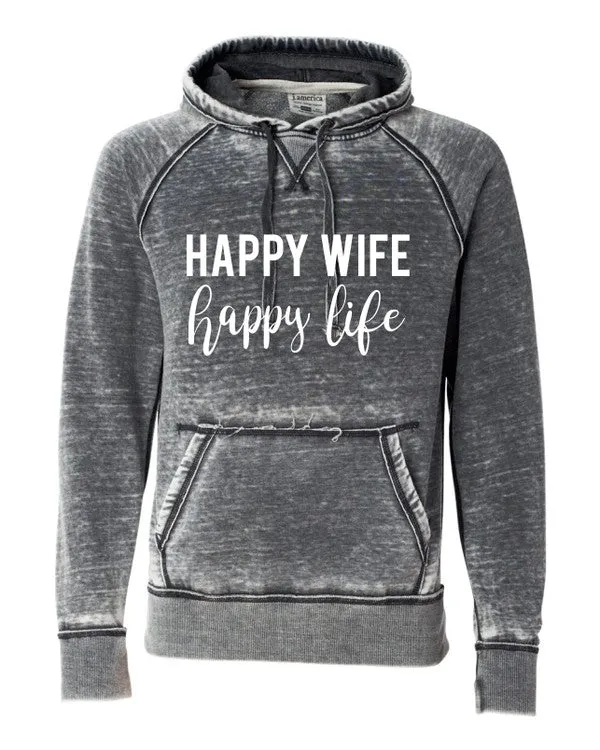 Happy Wife Happy LIfe Vintage Hoodie