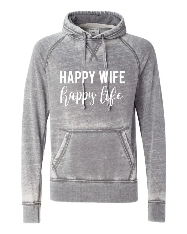 Happy Wife Happy LIfe Vintage Hoodie