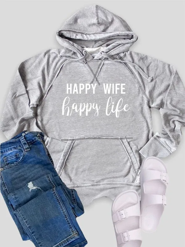 Happy Wife Happy LIfe Vintage Hoodie