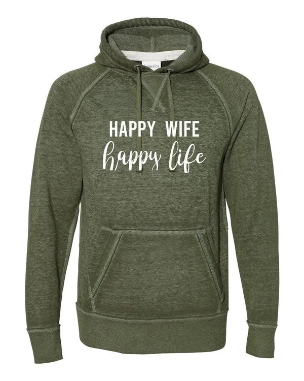 Happy Wife Happy LIfe Vintage Hoodie