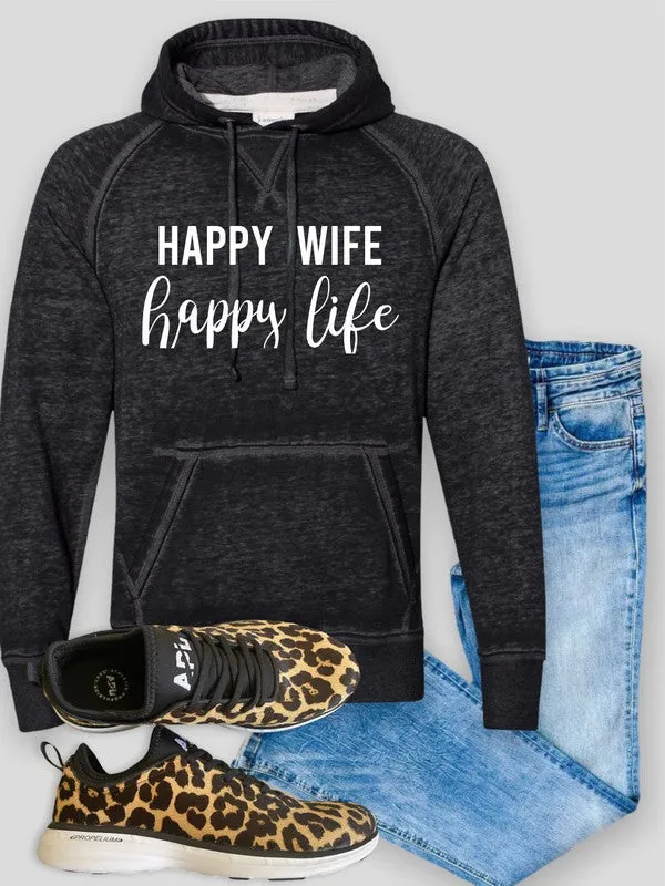 Happy Wife Happy LIfe Vintage Hoodie