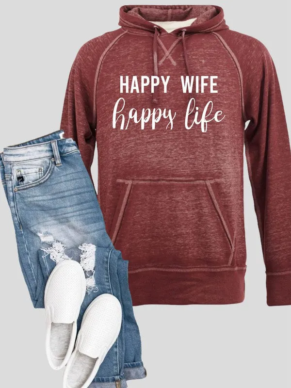Happy Wife Happy LIfe Vintage Hoodie