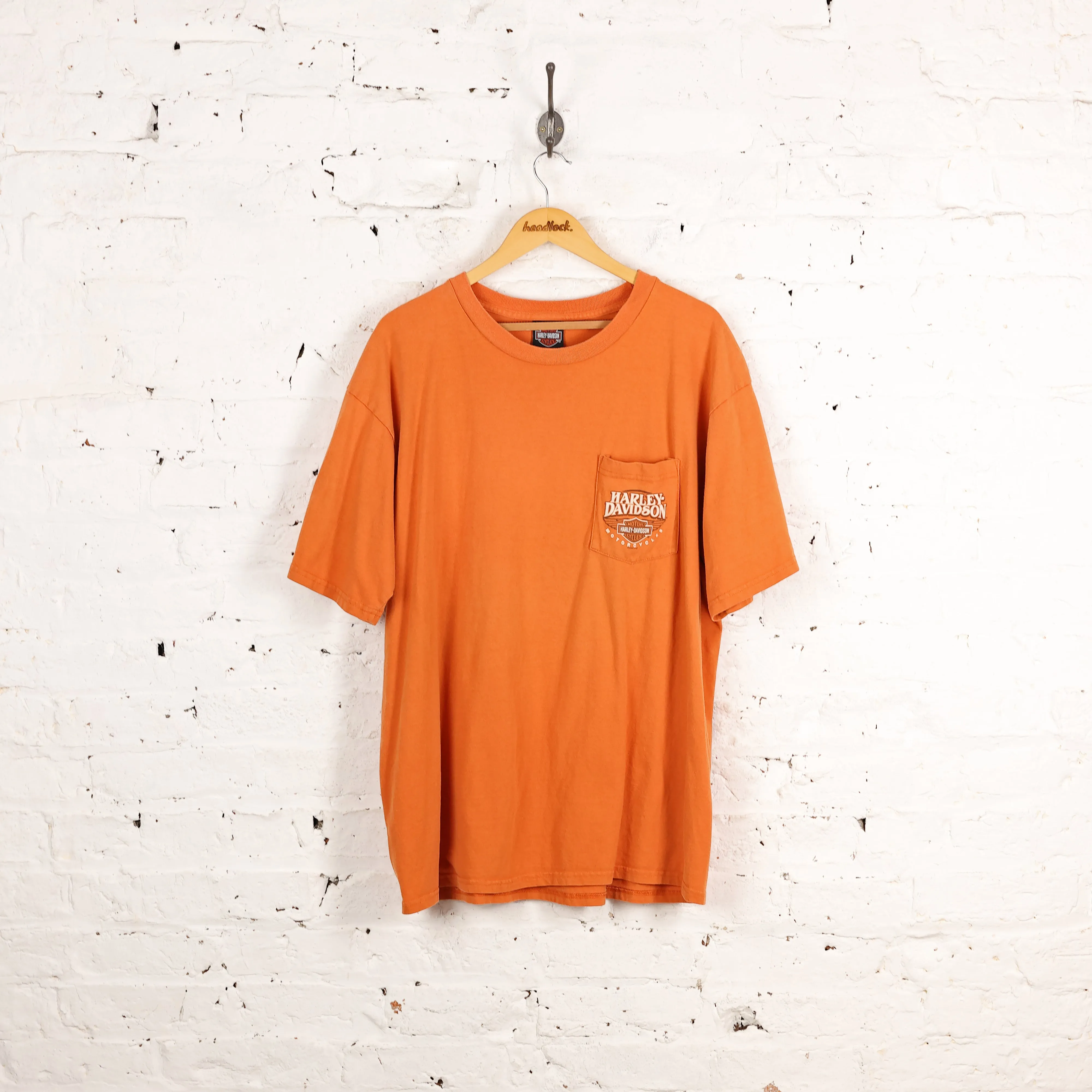 Harley Davidson Mississippi Dealership Pocket T Shirt - Orange - XXL