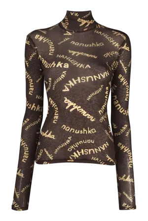 Harri Mesh Jersey Turtleneck Hand Drawn Print Logotype