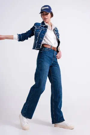 High rise mom fit jeans with medium wash