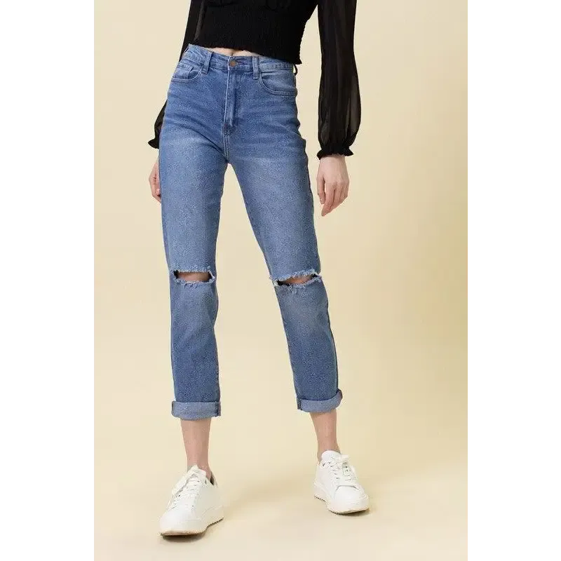 High Waisted Boyfriend Jeans