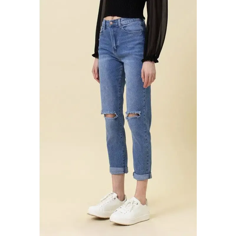 High Waisted Boyfriend Jeans