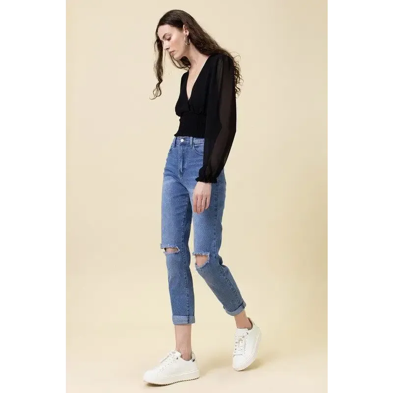 High Waisted Boyfriend Jeans