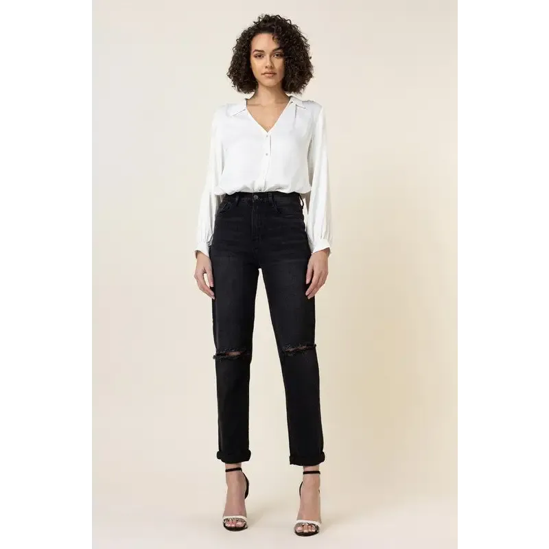 High Waisted Boyfriend Jeans