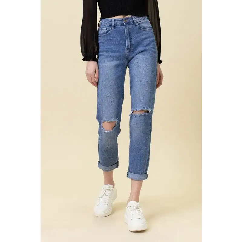 High Waisted Boyfriend Jeans