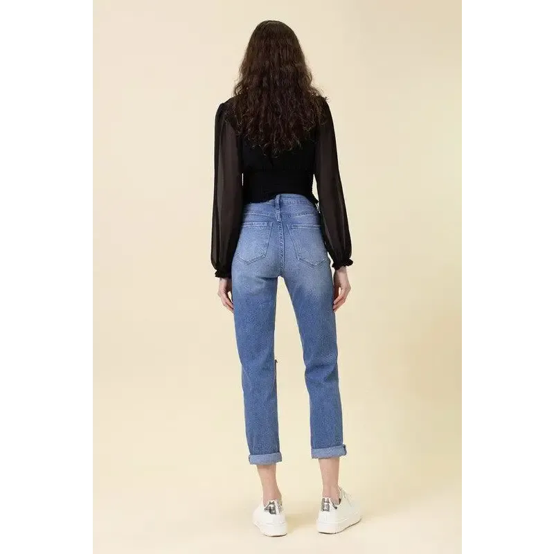 High Waisted Boyfriend Jeans