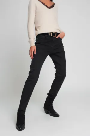 High waisted mom jeans in black